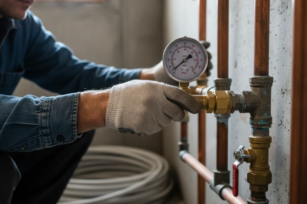 Pressure testing a repaired line during Water Line Repair in Cranbury
